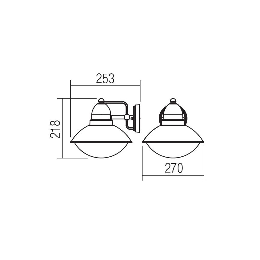 Redo 9095 - Vonkajšie nástenné svietidlo DANUBIA 1xE27/42W/230V IP44