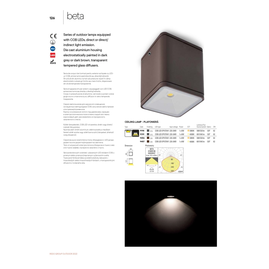 Redo 9198 - LED Vonkajšie bodové svietidlo BETA LED/6W/230V IP54