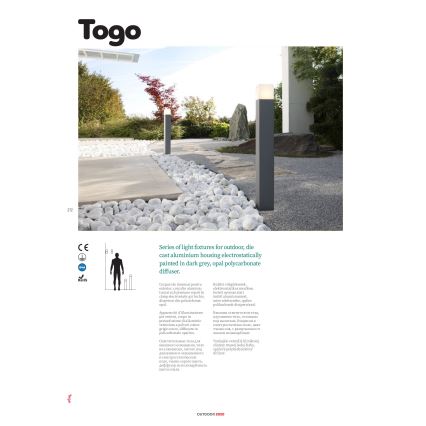 Redo 9265 - Vonkajšie nástenné svietidlo TOGO 1xE27/13W/230V IP44