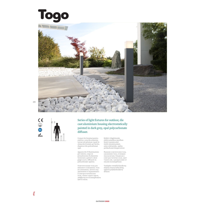 Redo 9265 - Vonkajšie nástenné svietidlo TOGO 1xE27/13W/230V IP44