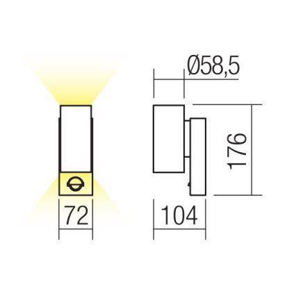 Redo 9455 - LED Vonkajšie nástenné svietidlo so senzorom VINCE 2xLED/3W/230V IP54 hnedá