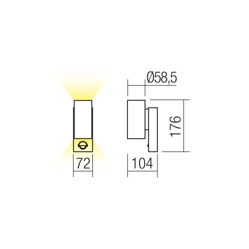 Redo 9455 - LED Vonkajšie nástenné svietidlo so senzorom VINCE 2xLED/3W/230V IP54 hnedá
