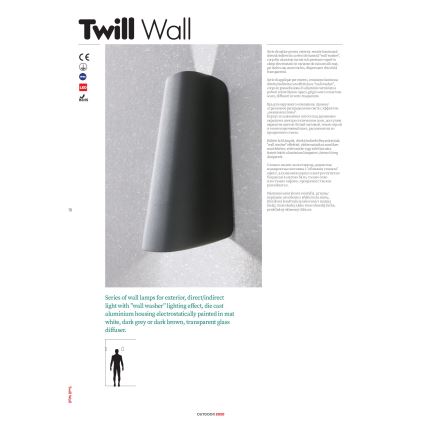 Redo 9536 - LED Vonkajšie nástenné svietidlo TWILL LED/11W/230V IP65