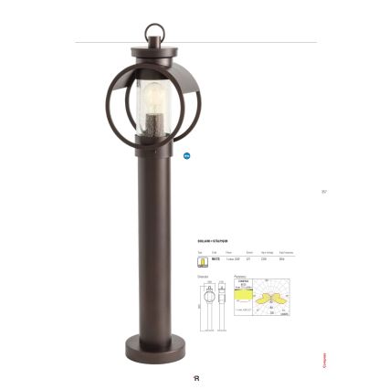 Redo 9573 - Vonkajšia lampa COMPASS 1xE27/42W/230V IP33