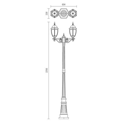 Redo 9609 - Vonkajšia lampa SEVILLA 2xE27/42W/230V IP44 zlatá/patina