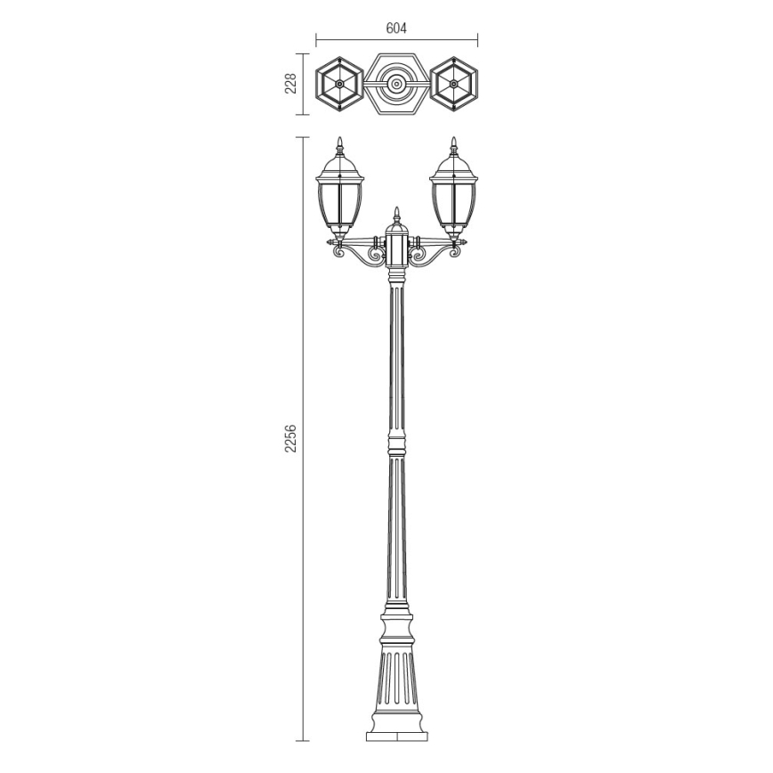 Redo 9609 - Vonkajšia lampa SEVILLA 2xE27/42W/230V IP44 zlatá/patina