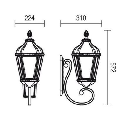 Redo 9656 - Vonkajšia nástenná lampa ESSEN 1xE27/70W/230V IP44 hnedá/patina