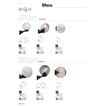 Redo 9761 - Náhradné tienidlo k vonkajšiemu svietidlu SFERA pr. 20 cm IP44 biela