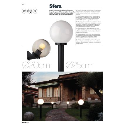 Redo 9774 - Vonkajšia lampa SFERA 1xE27/42W/230V IP44 25x38 cm hnedá