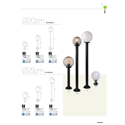 Redo 9777 - Vonkajšia lampa SFERA 1xE27/42W/230V IP44 25x125 cm biela