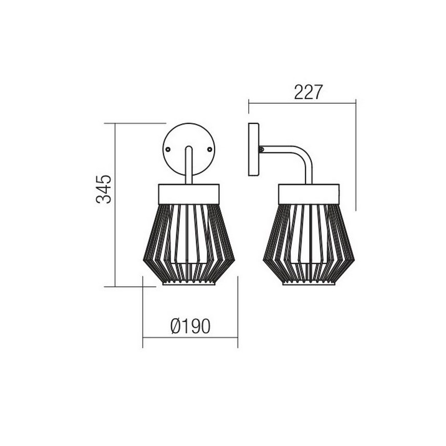Redo 9843 - Vonkajšia nástenná lampa TITTI 1xE27/42W/230V IP44 antracit