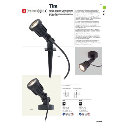 Redo 9998 - LED Vonkajšia lampa TIM LED/5W/230V 4000K IP65