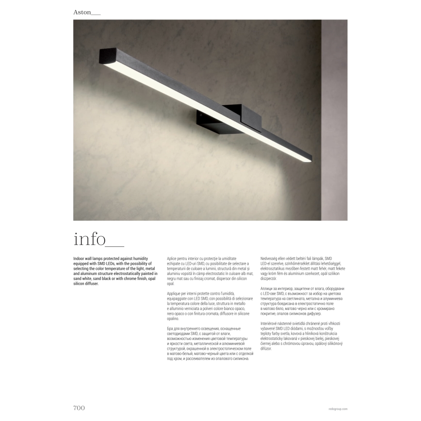 Redo01-3269 - LED Kúpeľňové osvetlenie zrkadla ASTON LED/12W/230V 60 cm CRI 90 IP44 lesklý chróm