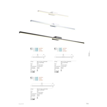 Redo01-3269 - LED Kúpeľňové osvetlenie zrkadla ASTON LED/12W/230V 60 cm CRI 90 IP44 lesklý chróm
