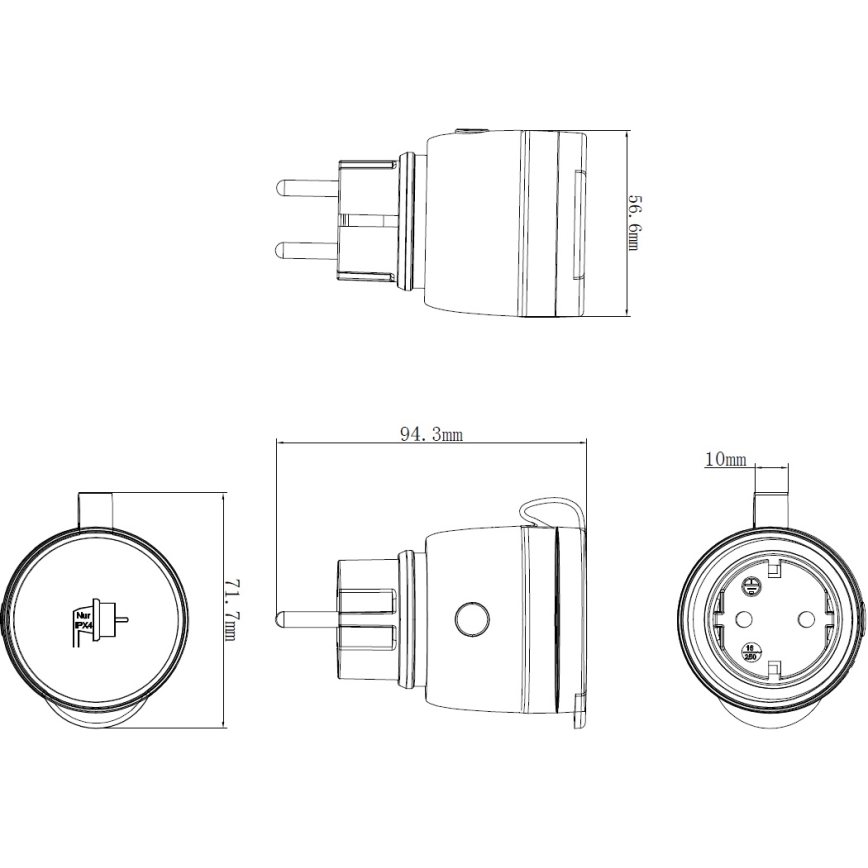 Inteligentná vonkajšia zásuvka 3680W/230V/Typ F SCHUKO/16A Wi-Fi IP44