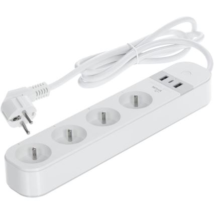 Inteligentný predlžovací kábel s vypínačom 4Z Typ E + 2x USB-A + 1x USB-C 1,5m Wi-Fi Tuya biela