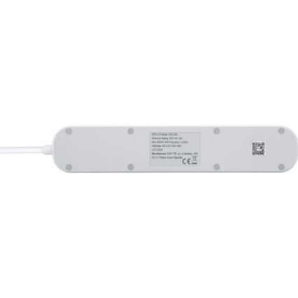 Inteligentný predlžovací kábel s vypínačom 4Z Typ E + 2x USB-A + 1x USB-C 1,5m Wi-Fi Tuya biela