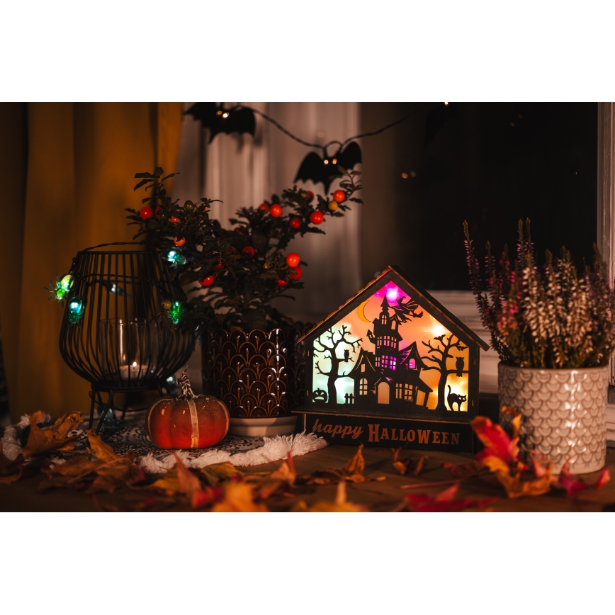 LED Dekorácia HALLOWEEN LED/2xAA/multicolor strašidelný dom