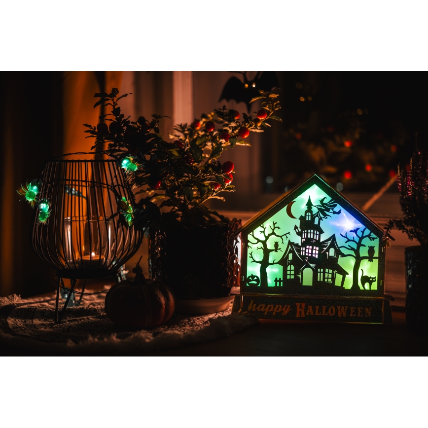 LED Dekorácia HALLOWEEN LED/2xAA/multicolor strašidelný dom
