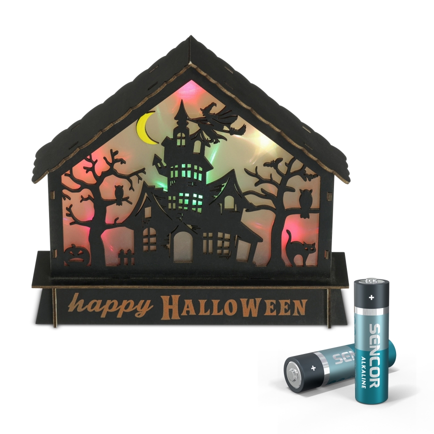 LED Dekorácia HALLOWEEN LED/2xAA/multicolor strašidelný dom