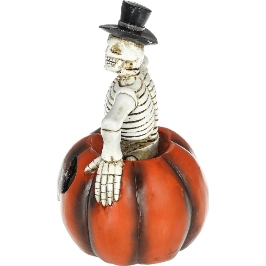LED Dekorácia HALLOWEEN LED/2xLR44/teplá biela kostlivec v tekvici živica