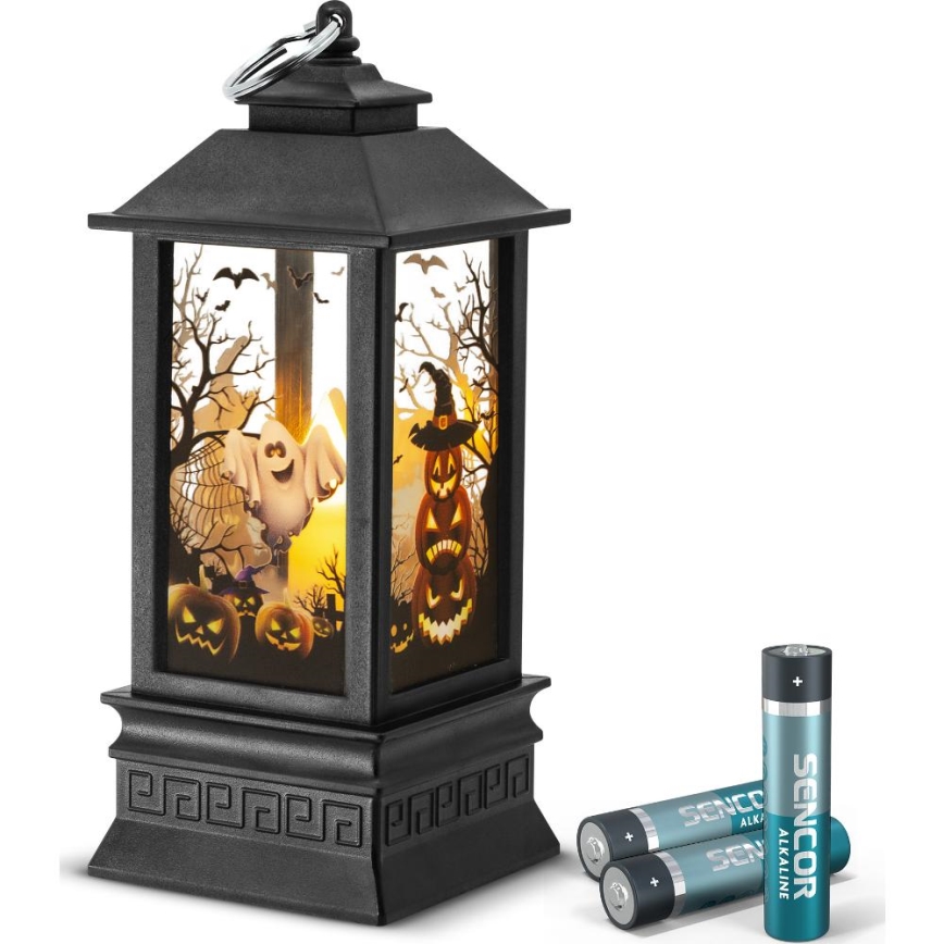 LED Dekorácia HALLOWEEN LED/3xAAA/teplá biela lampáš s tekvicami