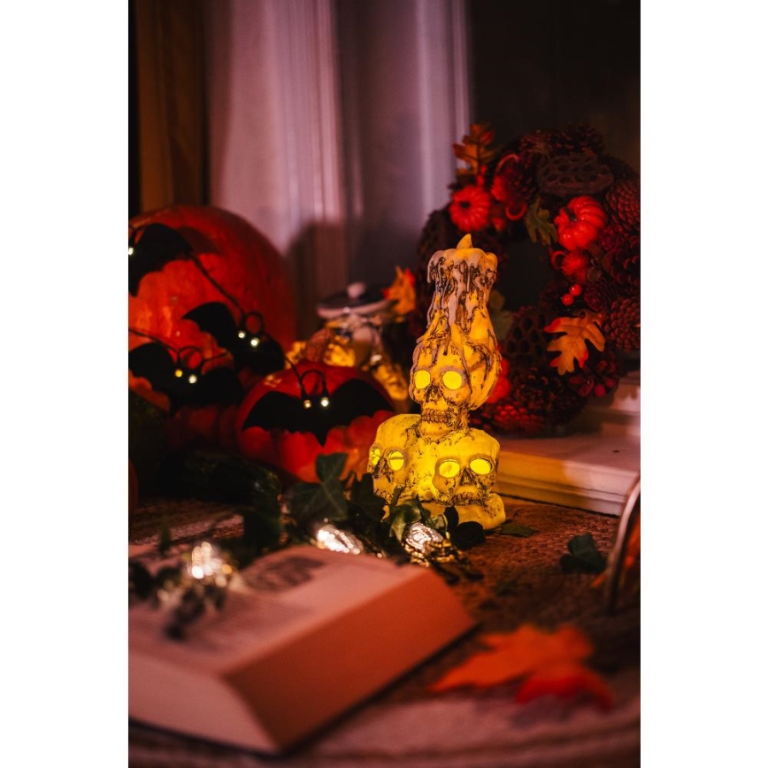 LED Dekoračná reťaz HALLOWEEN 10xLED/2xAA/teplá biela 1,3m netopiere