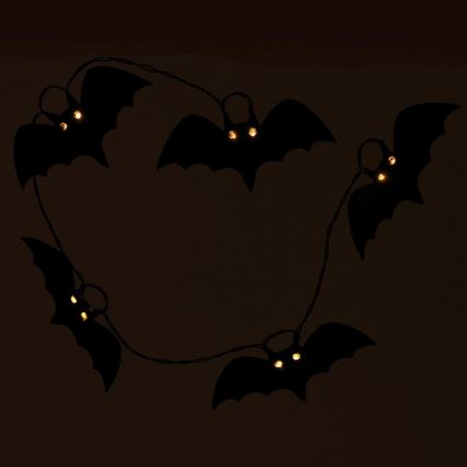 LED Dekoračná reťaz HALLOWEEN 10xLED/2xAA/teplá biela 1,3m netopiere