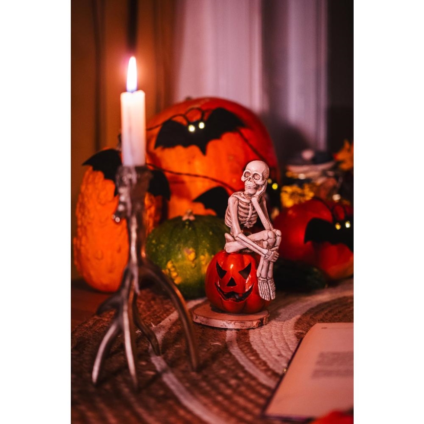 LED Dekoračná reťaz HALLOWEEN 10xLED/2xAA/teplá biela 1,3m netopiere
