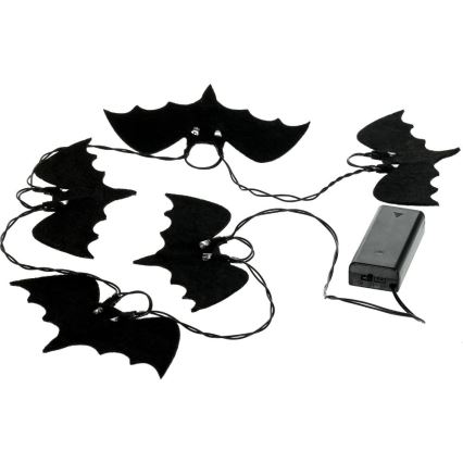 LED Dekoračná reťaz HALLOWEEN 10xLED/2xAA/teplá biela 1,3m netopiere