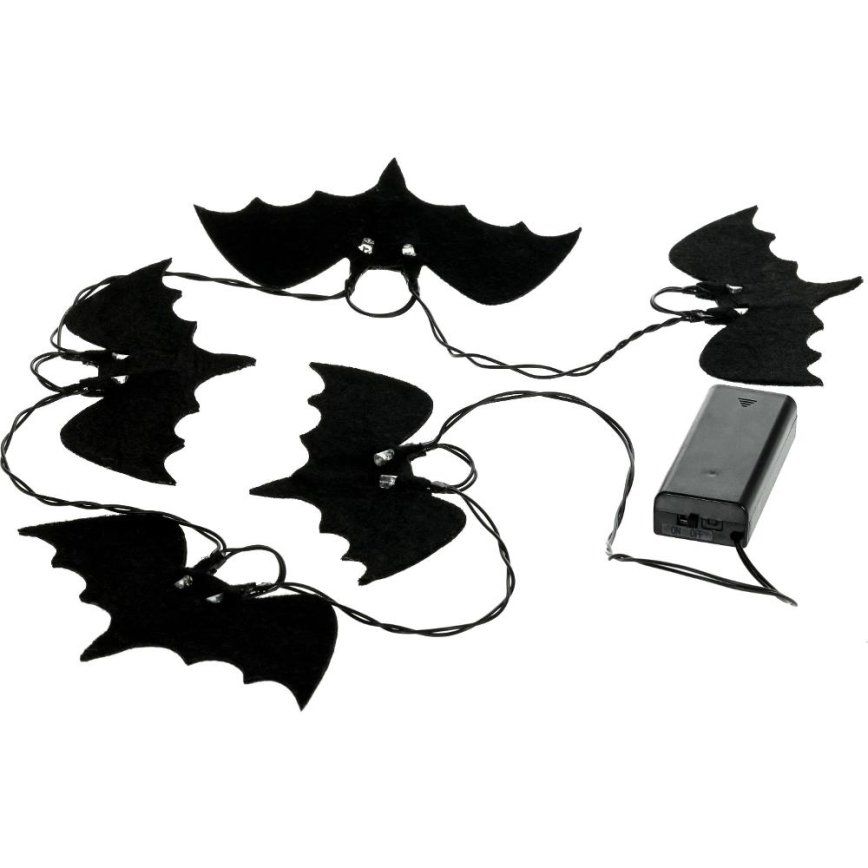 LED Dekoračná reťaz HALLOWEEN 10xLED/2xAA/teplá biela 1,3m netopiere