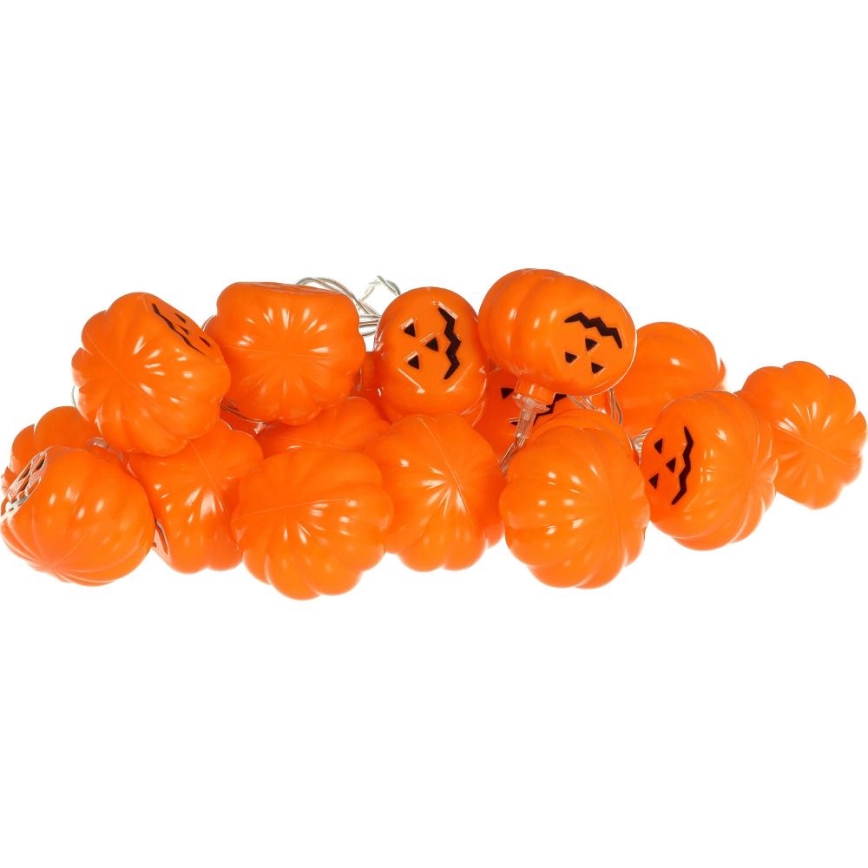 LED Dekoračná reťaz HALLOWEEN 20xLED/3xAA/teplá biela 3,3m tekvica
