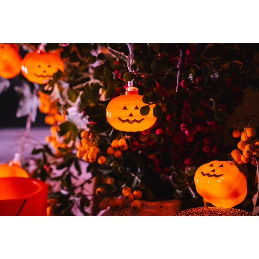 LED Dekoračná reťaz HALLOWEEN 20xLED/3xAA/teplá biela 3,3m tekvica