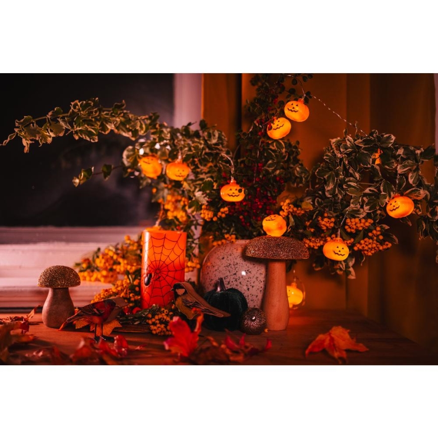 LED Dekoračná reťaz HALLOWEEN 20xLED/3xAA/teplá biela 3,3m tekvica