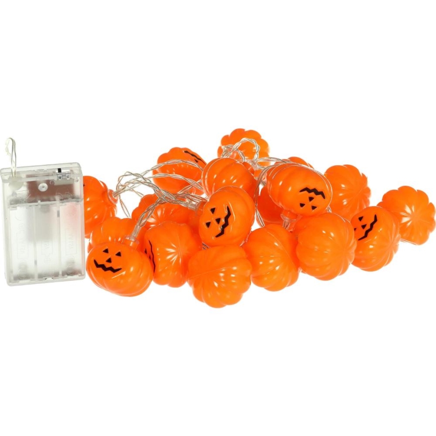 LED Dekoračná reťaz HALLOWEEN 20xLED/3xAA/teplá biela 3,3m tekvica