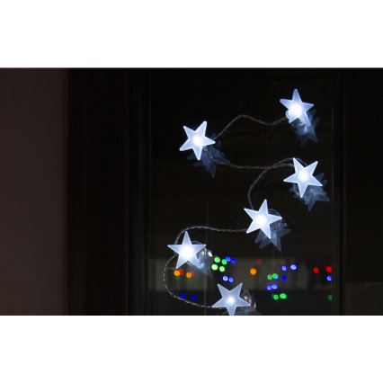 LED Dekoračná reťaz s prísavkami 10xLED/2xAA 1,8m studená biela