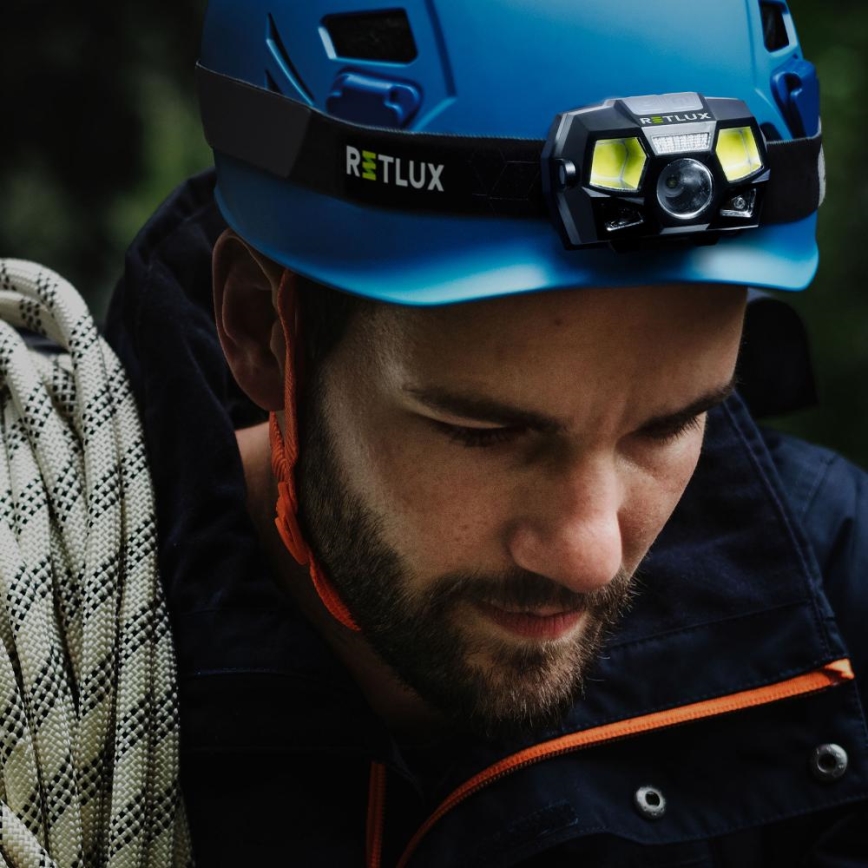 LED nabíjacia čelovka so senzorom LED/3W/900 mAh IP44 čierna