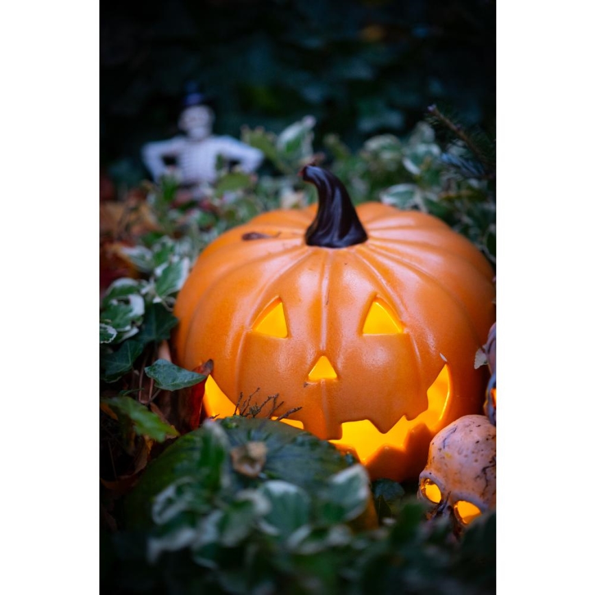 LED Keramická tekvica HALLOWEEN LED/3xLR44/teplá biela