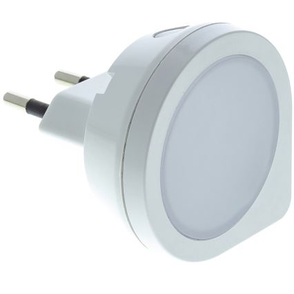 LED Orientačné svietidlo so senzorom do zásuvky LED/0,4W/230V 3000K biela