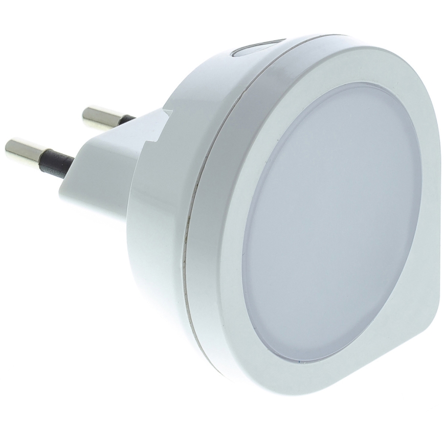 LED Orientačné svietidlo so senzorom do zásuvky LED/0,4W/230V 3000K biela