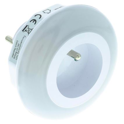 LED Orientačné svietidlo so súmrakovým senzorom a zásuvkou LED/0,6W/230V