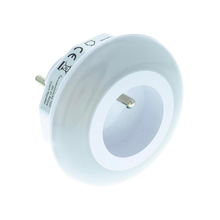 LED Orientačné svietidlo so súmrakovým senzorom a zásuvkou LED/0,6W/230V