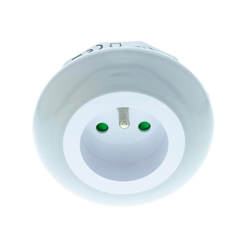 LED Orientačné svietidlo so súmrakovým senzorom a zásuvkou LED/0,6W/230V