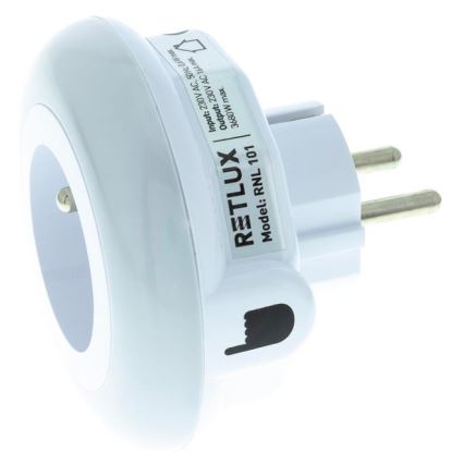 LED Orientačné svietidlo so súmrakovým senzorom a zásuvkou LED/0,6W/230V