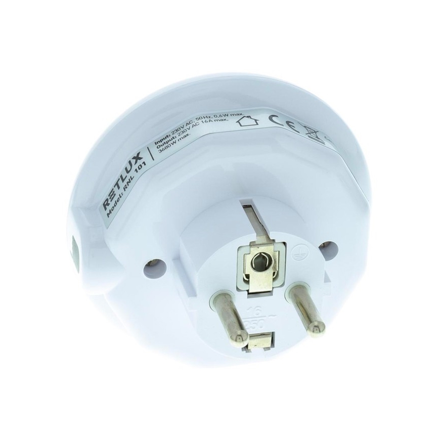 LED Orientačné svietidlo so súmrakovým senzorom a zásuvkou LED/0,6W/230V