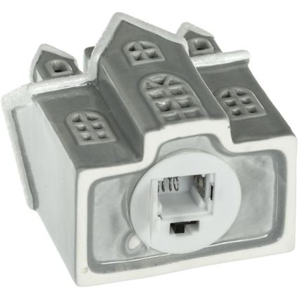 LED Porcelánová dekorácia LED/2xLR44/teplá biela domček šedá