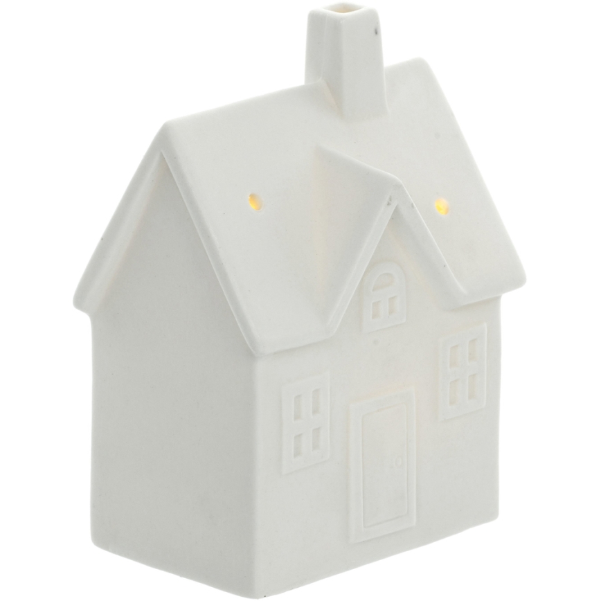 LED Porcelánová dekorácia LED/3xLR44/teplá biela domček biela