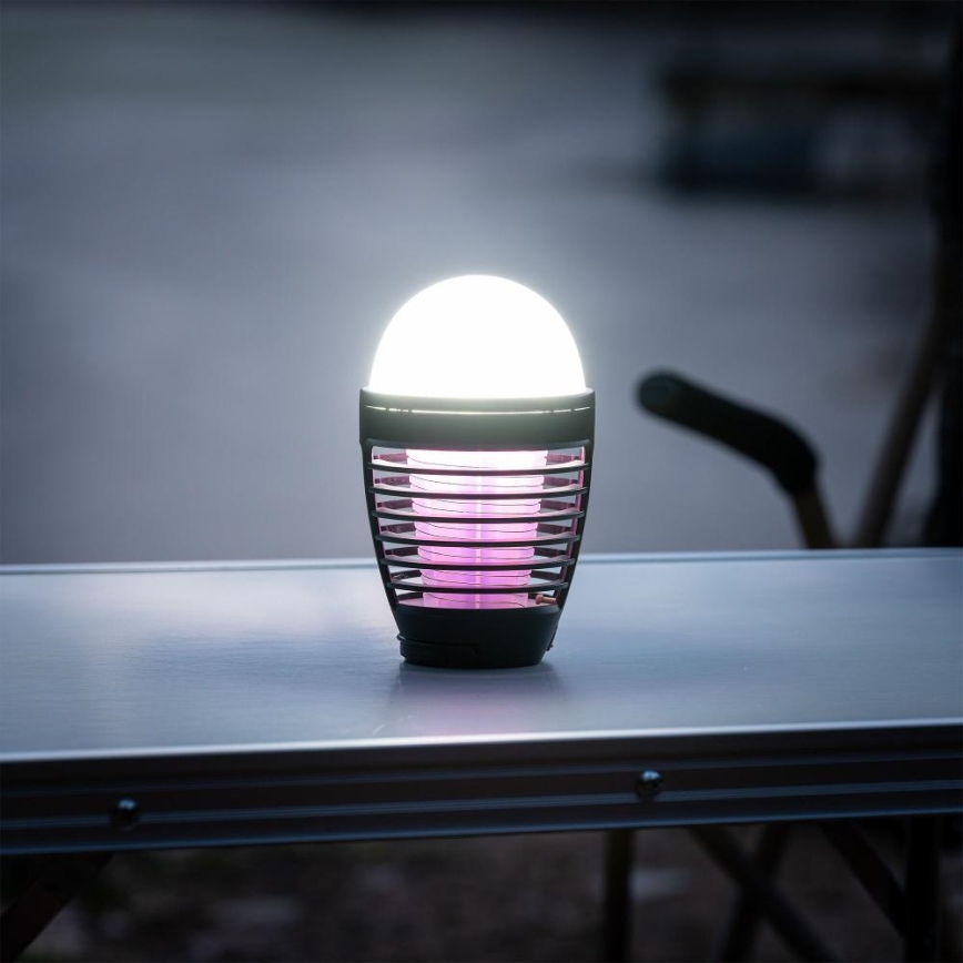 Retlux - LED Prenosná nabíjateľná lampa s lapačom hmyzu LED/5W/1800 mAh IP44 čierna