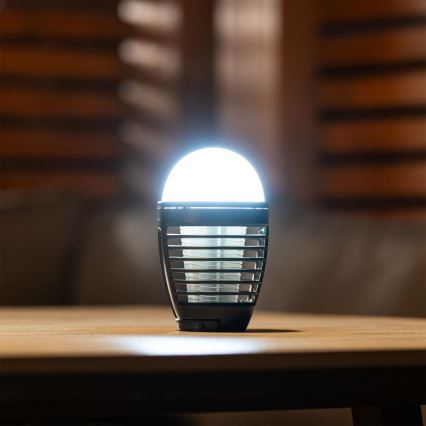 Retlux - LED Prenosná nabíjateľná lampa s lapačom hmyzu LED/5W/1800 mAh IP44 čierna