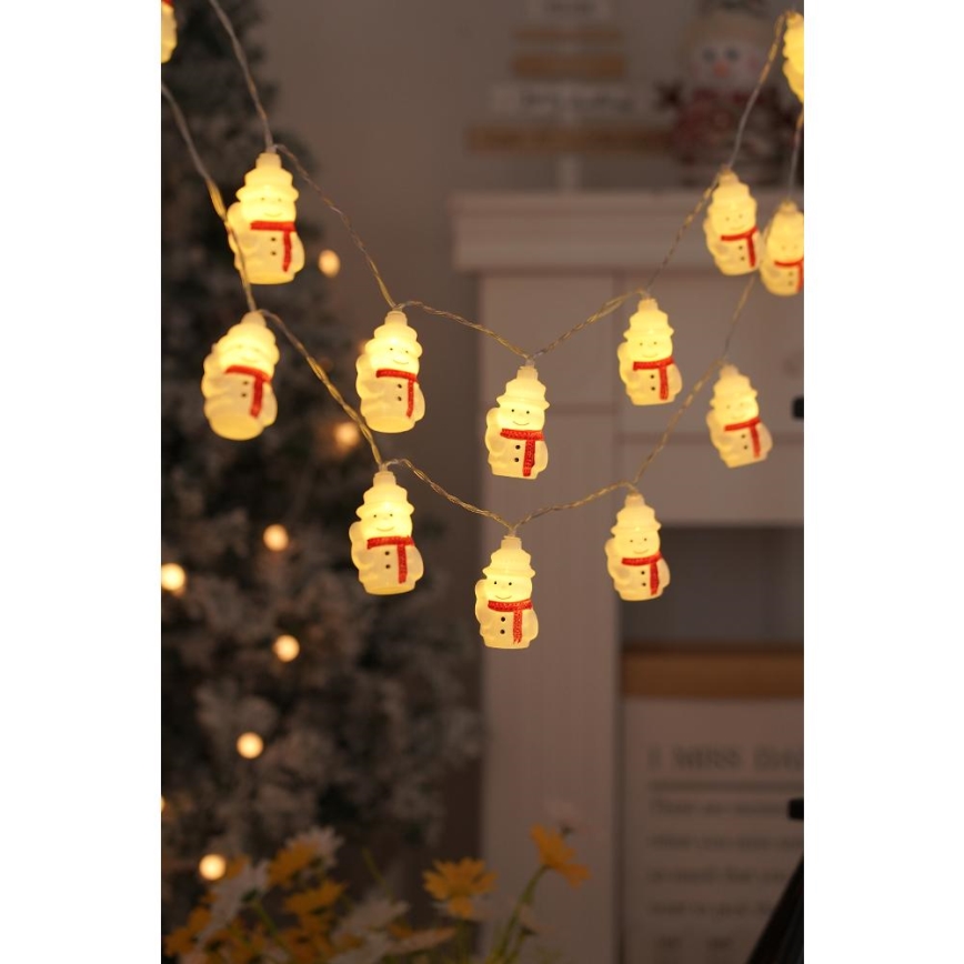 LED reťaz 20xLED/3xAA/teplá biela 3,3 m snehuliaci
